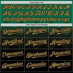 Custom Name and Number Personalized Baseball Jersey with 3D Pattern Design in Kelly Green Old Gold-Black Square Shapes Personalized