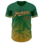 Personalized Baseball Jersey with Custom Name and Number, 3D Twinkle Star Gradient Design in Kelly Green and Old Gold-Black