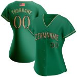 Personalized American Flag Baseball Jersey, Kelly Green Old Gold Black, Custom Name & Number, Authentic Team Apparel Personalized