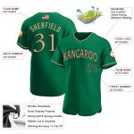 Personalized American Flag Baseball Jersey, Kelly Green Old Gold Black, Custom Name & Number, Authentic Team Apparel Personalized