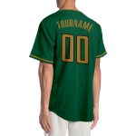 Personalized Kelly Green Authentic Baseball Jersey in Old Gold and Black Personalized Kelly Green Old Gold-Black Authentic