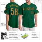Personalized Kelly Green Authentic Baseball Jersey in Old Gold and Black Personalized Kelly Green Old Gold-Black Authentic