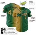 Custom Name and Number Baseball Jersey - Personalized Kelly Green Old Gold-Black Gradient Fashion Jersey Personalized Kelly