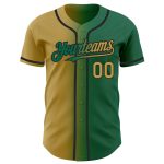 Custom Name and Number Baseball Jersey - Personalized Kelly Green Old Gold-Black Gradient Fashion Jersey Personalized Kelly