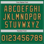 Personalized Baseball Jersey with Custom Name and Number in Kelly Green and Old Gold-Black Raglan Sleeves Personalized Kelly