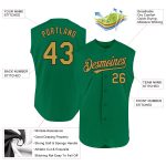 Personalized Kelly Green Black Old Gold Baseball Jersey Sleeveless Authentic Personalized Kelly Green Old Gold-Black Authentic