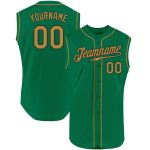 Custom Team Baseball Jersey with Name and Number - Kelly Green, Old Gold, Black, Authentic, Sleeveless Personalized Kelly