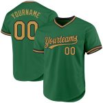 Custom Name and Number Kelly Green Old Gold-Black Authentic Baseball Jersey - Personalized Throwback Team Apparel Personalized