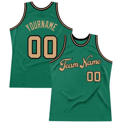 Personalized Kelly Green Basketball Jersey - Authentic Throwback in Old Gold and Black Personalized Kelly Green Old Gold-Black