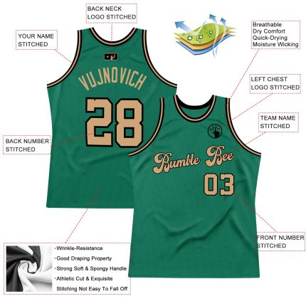 Personalized Kelly Green Basketball Jersey - Authentic Throwback in Old Gold and Black Personalized Kelly Green Old Gold-Black