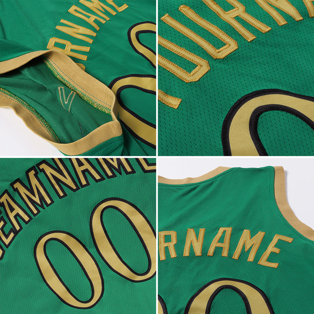 Personalized Kelly Green Old Gold-Black Authentic Throwback Basketball Jersey Personalized Kelly Green Basketball Jersey - Authentic Throwback in Old Gold and Black Personalized Kelly Green Old Gold-Black - Image 5