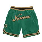Custom Team Basketball Shorts with Name and Number - Kelly Green Old Gold-Black Authentic Throwback Personalized Kelly Green