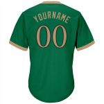 Custom Kelly Green Old Gold Black Baseball Jersey Shirt with Personalized Name and Number - Authentic Rib-Knit Throwback Design