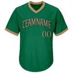 Custom Kelly Green Old Gold Black Baseball Jersey Shirt with Personalized Name and Number - Authentic Rib-Knit Throwback Design