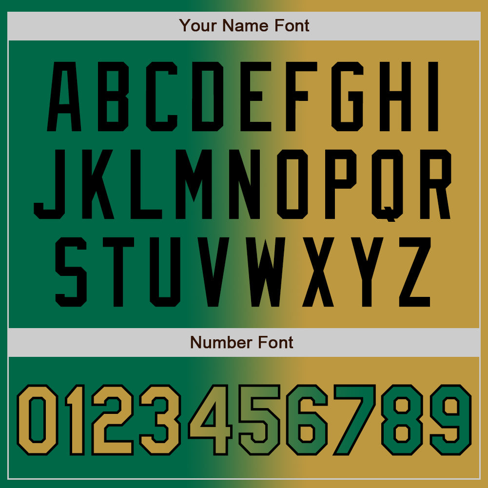 Personalized Kelly Green Old Gold-Black Bomber Full-Snap Varsity Letterman Gradient Fashion Jacket Team Custom Name and Number Custom Team Name Number Kelly Green Old Gold Black Bomber Full-Snap Varsity Jacket Gradient Fashion Personalized Kelly Green - Image 5