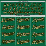 Personalized Bomber Jacket in Kelly Green and Old Gold-Black, Full-Snap Varsity Letterman Style, Two Tone Design Personalized