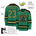 Personalized Green Black Hockey Jersey - Custom Kelly Gold Team Jersey Personalized Kelly Green Old Gold-Black Hockey Jersey