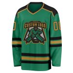 Personalized Green Black Hockey Jersey - Custom Kelly Gold Team Jersey Personalized Kelly Green Old Gold-Black Hockey Jersey