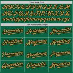 Custom Name & Number Authentic Baseball Jersey - Kelly Green, Old Gold & Black Line, Team Colors Personalized Kelly Green