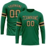 Custom Name and Number Personalized Long Sleeve Performance T-Shirt - Kelly Green, Old Gold, Black, Salute To Service Personalized
