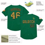 Personalized Kelly Green Black Old Gold Throwback Baseball Jersey Mesh Authentic Personalized Kelly Green Old Gold-Black