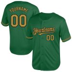 Custom Name and Number Kelly Green and Old Gold Throwback Baseball Jersey - Authentic Mesh Team Jersey Personalized Kelly