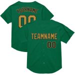 Personalized Kelly Green Black Old Gold Throwback Baseball Jersey Mesh Authentic Personalized Kelly Green Old Gold-Black