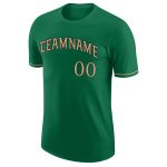 Custom Personalized Team T-Shirt with Name and Number in Kelly Green and Old Gold-Black Performance Fabric Personalized Kelly
