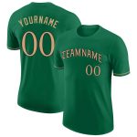 Custom Personalized Team T-Shirt with Name and Number in Kelly Green and Old Gold-Black Performance Fabric Personalized Kelly