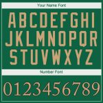 Custom Personalized Team T-Shirt with Name and Number in Kelly Green and Old Gold-Black Performance Fabric Personalized Kelly