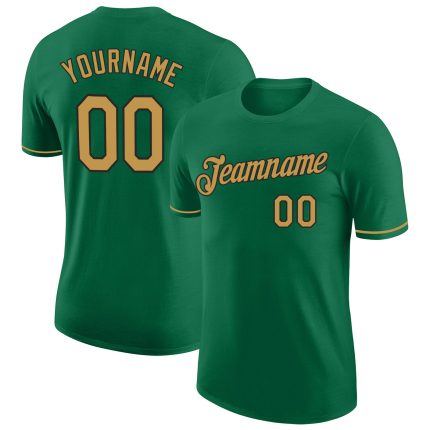 Personalized Performance T-Shirt in Kelly Green and Old Gold-Black Colors Personalized Kelly Green Old Gold-Black Performance