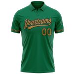 Custom Name Number Performance Golf Polo Shirt - Personalized Kelly Green Old Gold-Black Personalized Kelly Green Old Gold-Black