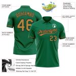 Custom Name Number Performance Golf Polo Shirt - Personalized Kelly Green Old Gold-Black Personalized Kelly Green Old Gold-Black