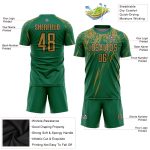 Custom Soccer Jersey with Personalized Name and Number in Kelly Green and Old Gold-Black, Sublimation Team Uniform Personalized