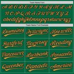 Personalized Unisex Softball Jersey in Kelly Green Old Gold-Black Two-Button Design Personalized Kelly Green Old Gold-Black