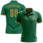 Custom Name and Number Golf Polo Shirt in Kelly Green and Old Gold - Performance Team Shirt Personalized Kelly Green Old