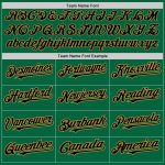 Custom Team Softball Jersey, Personalized Unisex Two-Button, Kelly Green & Old Gold Pinstripe, Custom Name & Number Personalized