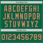 Custom Name and Number Authentic Baseball Jersey in Kelly Green, Old Gold, and Purple - Team Colors Personalized Kelly Green