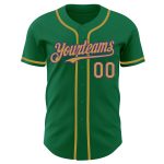 Custom Name and Number Authentic Baseball Jersey in Kelly Green, Old Gold, and Purple - Team Colors Personalized Kelly Green