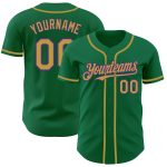 Custom Name and Number Authentic Baseball Jersey in Kelly Green, Old Gold, and Purple - Team Colors Personalized Kelly Green
