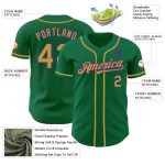 Custom Name and Number Authentic Baseball Jersey in Kelly Green, Old Gold, and Purple - Team Colors Personalized Kelly Green