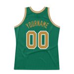 Custom Name & Number Basketball Jersey - Personalized Kelly Green & Old Gold-White Authentic Throwback Jersey Personalized