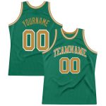 Custom Name & Number Basketball Jersey - Personalized Kelly Green & Old Gold-White Authentic Throwback Jersey Personalized