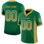 Custom Name Number Football Jersey - Personalized Kelly Green Old Gold-White Mesh Drift Design Personalized Kelly Green Old