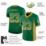 Custom Name Number Football Jersey - Personalized Kelly Green Old Gold-White Mesh Drift Design Personalized Kelly Green Old