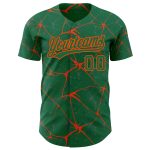 Custom Name and Number Authentic Baseball Jersey, Personalized 3D Pattern in Kelly Green and Orange - Team Apparel Personalized