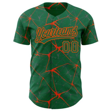 Custom Name and Number Authentic Baseball Jersey, Personalized 3D Pattern in Kelly Green and Orange - Team Apparel Personalized