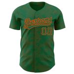 Personalized 3D Pattern Kelly Green and Orange Curve Lines Baseball Jersey - Custom Name and Number Personalized Kelly Green