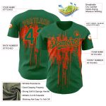 Custom 3D Dripping Splatter Art Baseball Jersey with Personalized Name & Number - Kelly Green & Orange Design Personalized