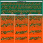 Custom Name Number Baseball Jersey - Personalized 3D Gradient Square Shapes in Kelly Green and Orange Design Personalized